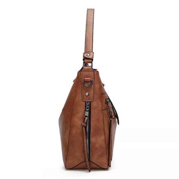 NWT Handbag Medium Size Hobo Bag / Purse Faux Leather Wine-Red - Picture 4 of 8